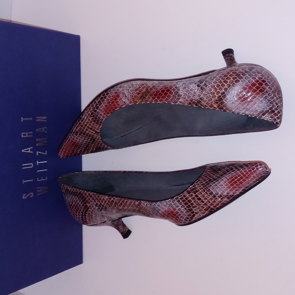 Stuart Weitzman Merlot Pearl Python Heels - image 5